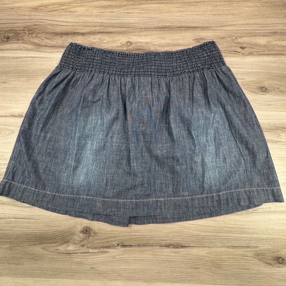 Lucky Brand Womens Denim Mini Skirt Blue Smocked Waist Cotton XL 7W40340 - Picture 8 of 8